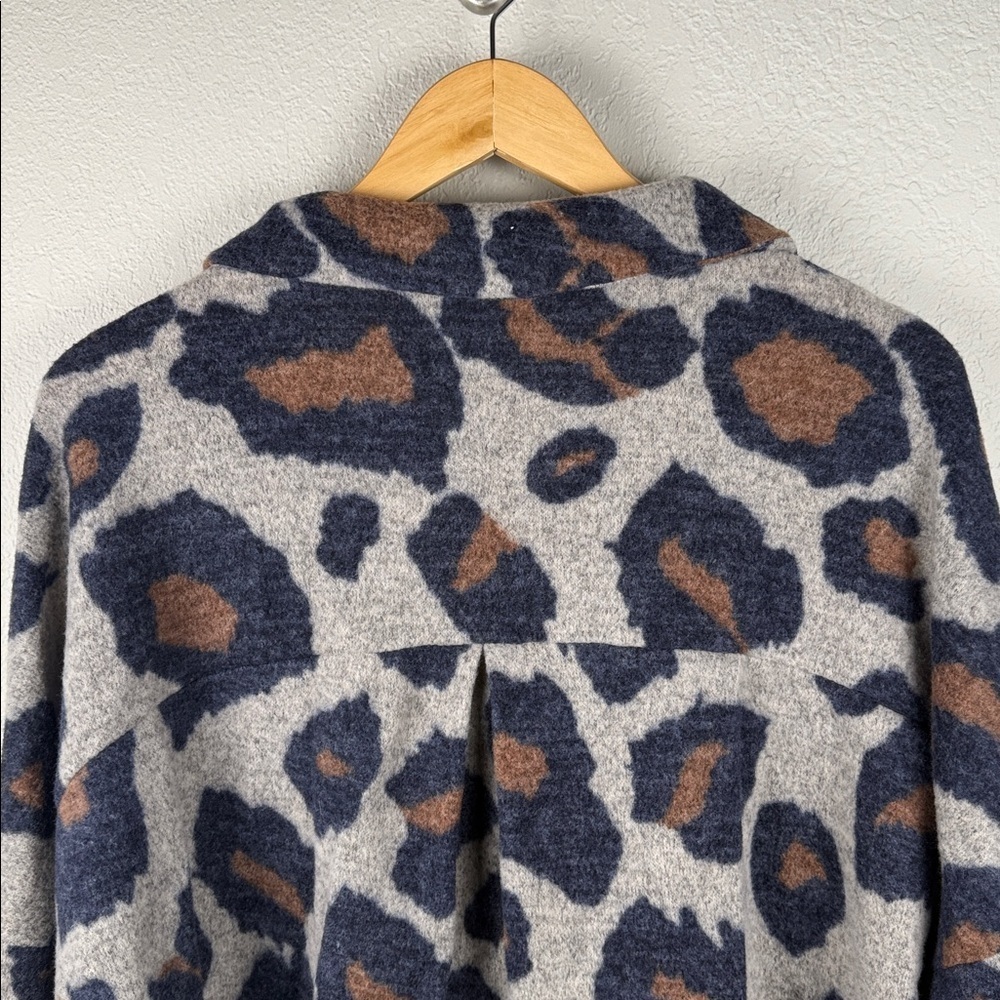 Saints & Hearts Gray and Brown Leopard Patterned Oversized Boxy Sweater Cardigan - Picture 8 of 14
